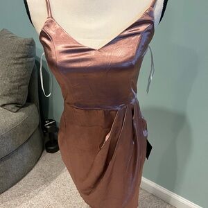 Wilfred Satin Slip Dress in Rose Gold